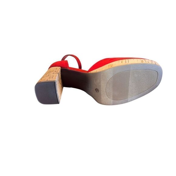 Worthington Womens 7.5 red Panama Block Heel Pumps ankle strap new casual - Picture 4 of 5